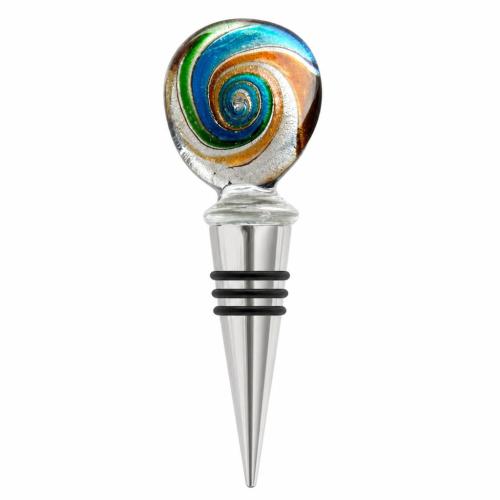 Lampwork Bottle Stopper, with Zinc Alloy, Twist, silver foil 