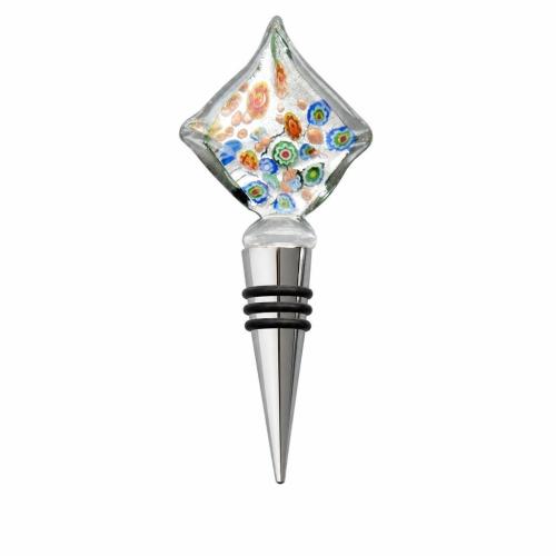Lampwork Bottle Stopper, with Zinc Alloy, Twist, silver foil 