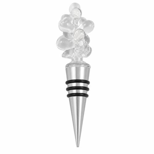 Lampwork Bottle Stopper, with Zinc Alloy, Flower 