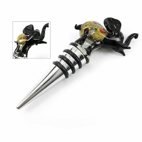 Murano Flasche Stöpsel, Lampwork, mit Zinklegierung, Tier, Goldsand, 121mm, verkauft von PC