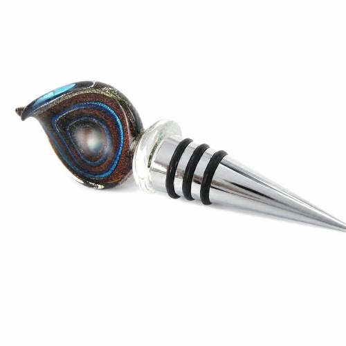 Lampwork Bottle Stopper, with Zinc Alloy, Twist, silver foil, 130mm 