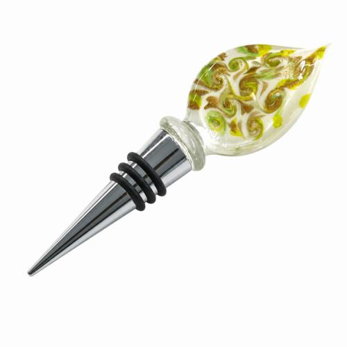 Lampwork Bottle Stopper, with Zinc Alloy, gold sand, 132mm 