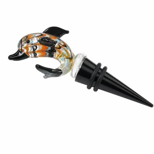 Lampwork Bottle Stopper, with Zinc Alloy, Fish, 107mm 