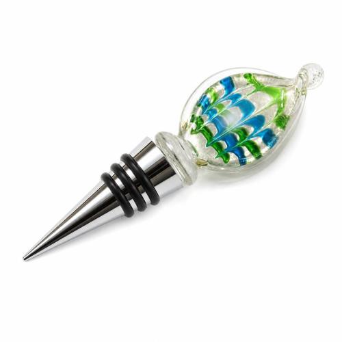 Lampwork Bottle Stopper, with Zinc Alloy, silver foil, 131mm 