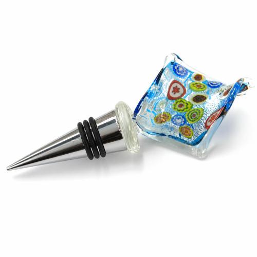 Lampwork Bottle Stopper, with Zinc Alloy, with millefiori slice & silver foil, 137mm 