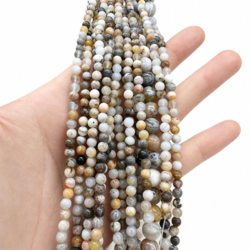 Natural Bamboo Agate Beads, Round, DIY Approx 38 cm 