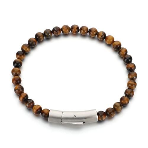 oeil de tigre bracelet, avec Acier titane & turquoise naturelle, fait à la main, bijoux de mode & pour homme, plus de couleurs à choisir Vendu par PC[