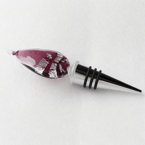 Lampwork Bottle Stopper, with Zinc Alloy, Twist, silver foil 
