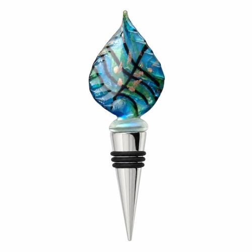 Lampwork Bottle Stopper, Teardrop, gold sand 
