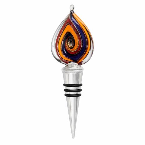 Lampwork Bottle Stopper, with Zinc Alloy, Twist, gold sand 