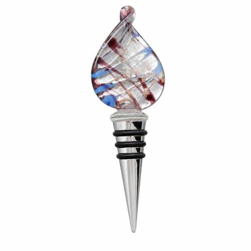 Lampwork Bottle Stopper, with Zinc Alloy, Twist, silver foil 