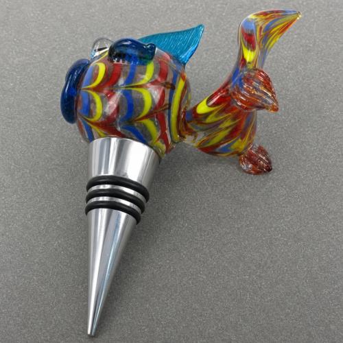 Lampwork Bottle Stopper, with Zinc Alloy, Fish 