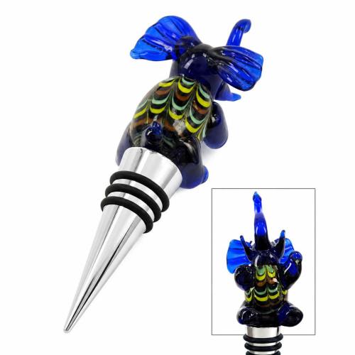 Lampwork Bottle Stopper, with Zinc Alloy, Elephant 