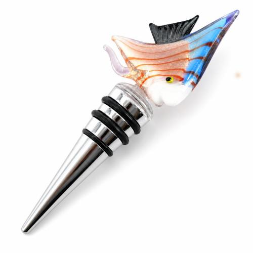 Lampwork Bottle Stopper, with Zinc Alloy, Fish, 130mm 