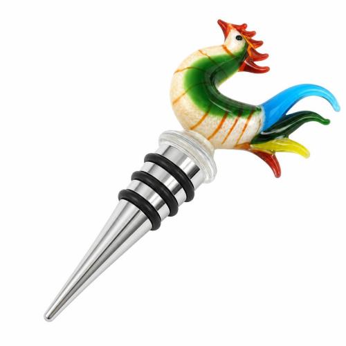 Lampwork Bottle Stopper, with Zinc Alloy, Chicken, 131mm 