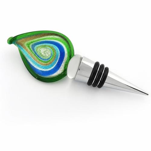 Lampwork Bottle Stopper, with Zinc Alloy, Twist, silver foil, 200mm 