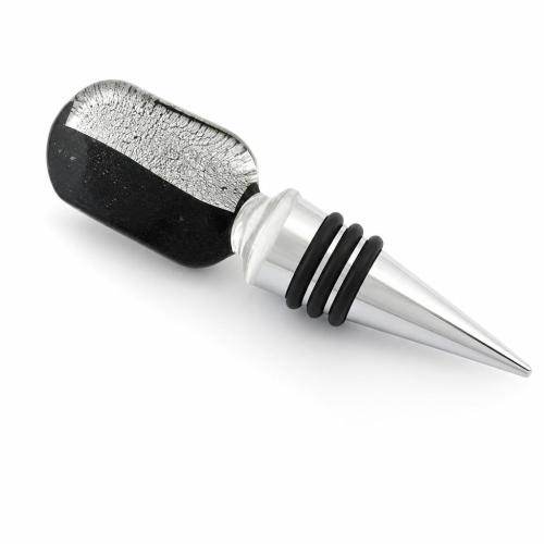 Lampwork Bottle Stopper, with Zinc Alloy, Rectangle, silver foil, 200mm 