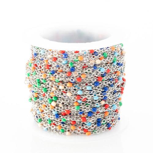 Decorative Beaded Chain, 304 Stainless Steel, plated, DIY & enamel 1.65mm 