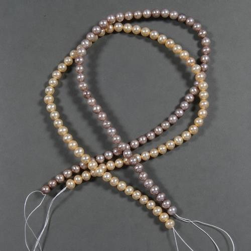 Perles de nacre rondes de culture d'eau douce, perle d'eau douce cultivée, naturel, couleurs mélangées, grade A, 6-7mm Environ 0.8mm .3 pouce, Vendu par brin