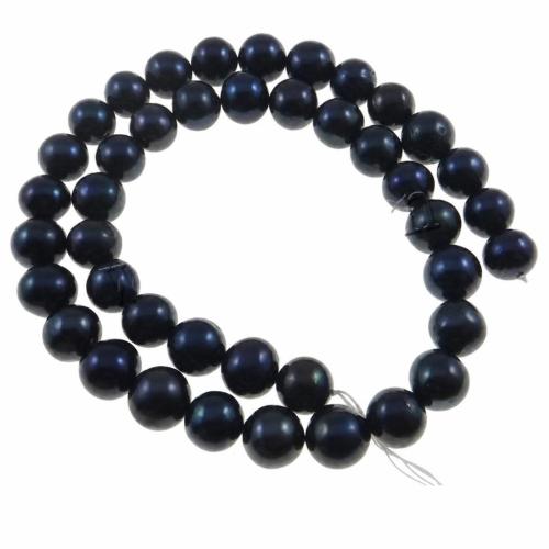 Perles de nacre rondes de culture d'eau douce, perle d'eau douce cultivée, naturel, noire, grade A, 10-11mm Environ 0.8mm about 14.5 pouce, Vendu par brin