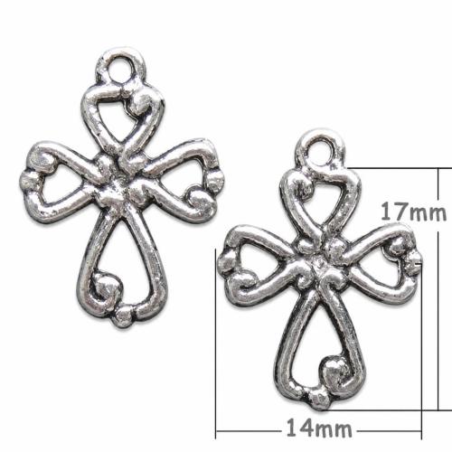 Zinklegierung Kreuz Anhänger, plattiert, keine, frei von Kadmium, 17x14x2mm, Bohrung:ca. 1.5mm, 1000PCs/Tasche, verkauft von Tasche