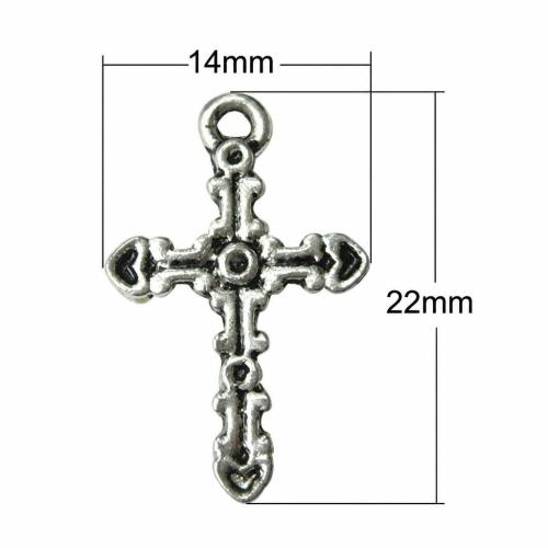 Zinklegierung Kreuz Anhänger, plattiert, keine, 22x14x2mm, Bohrung:ca. 1mm, ca. 2800PCs/Tasche, verkauft von Tasche