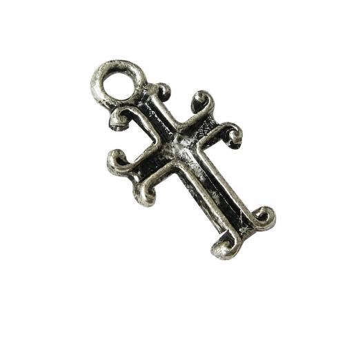 Zinklegierung Kreuz Anhänger, plattiert, keine, 11x5.5x1mm, Bohrung:ca. 1mm, ca. 12000PCs/Tasche, verkauft von Tasche