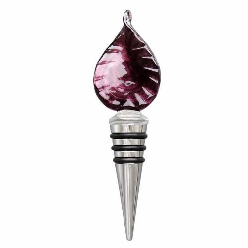 Lampwork Bottle Stopper, with Zinc Alloy, Teardrop, gold sand & silver foil 