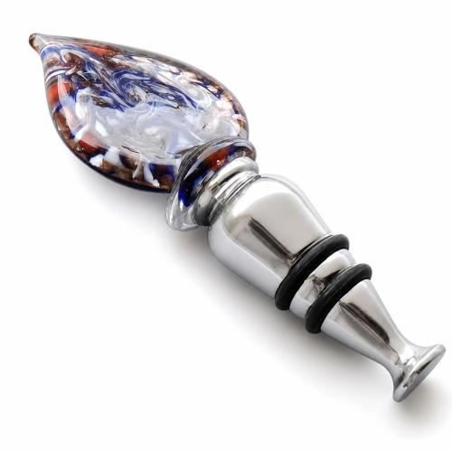 Lampwork Bottle Stopper, with Zinc Alloy, Teardrop, gold sand 
