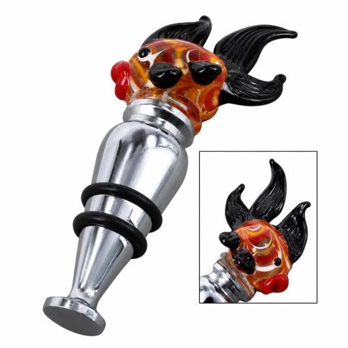 Lampwork Bottle Stopper, with Zinc Alloy, Fish 