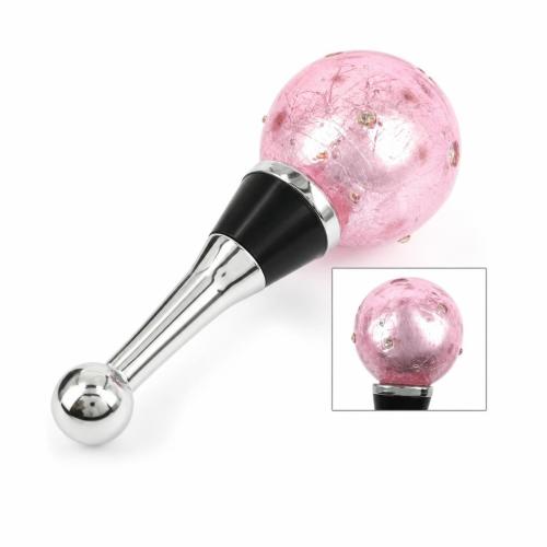 Lampwork Bottle Stopper, with Zinc Alloy, Round, silver foil, 110mm 