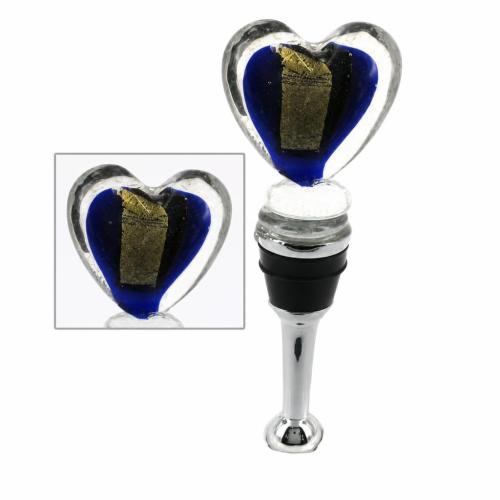 Lampwork Bottle Stopper, with Zinc Alloy, Heart, gold sand 100mm 