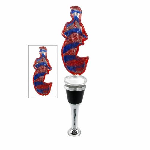 Lampwork Bottle Stopper, with Zinc Alloy, Girl, gold sand, 130mm 