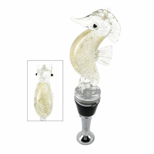Lampwork Bottle Stopper, with Zinc Alloy, Seahorse, 130mm 