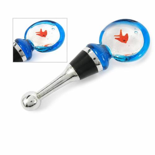 Lampwork Bottle Stopper, with Zinc Alloy, Flat Round, 96mm 