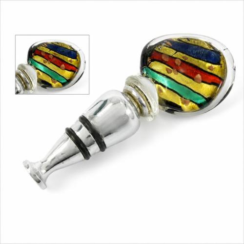 Lampwork Bottle Stopper, with Zinc Alloy, Twist, gold sand, 96mm 