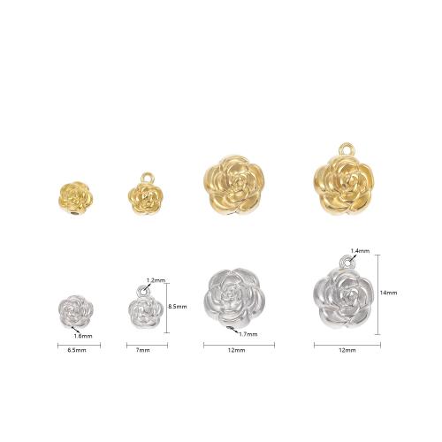 Stainless Steel Jewelry Beads, 304 Stainless Steel, Flower, Vacuum Ion Plating, DIY 