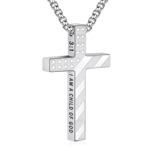 304 Stainless Steel Necklace, Cross, plated, fashion jewelry & Unisex Approx 60 cm 