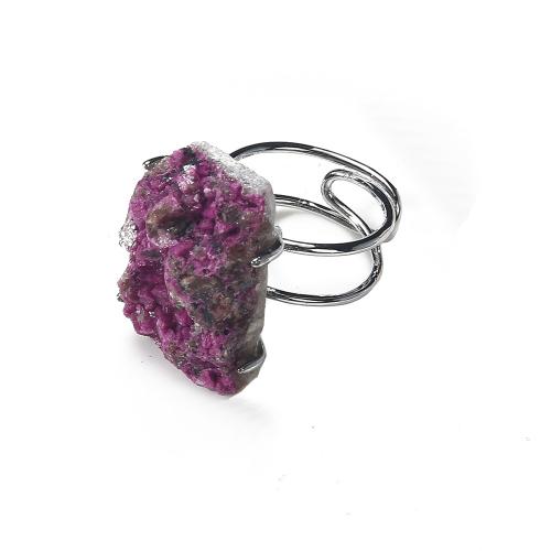 Gemstone Cuff Finger Ring, with Brass, plated & for woman 