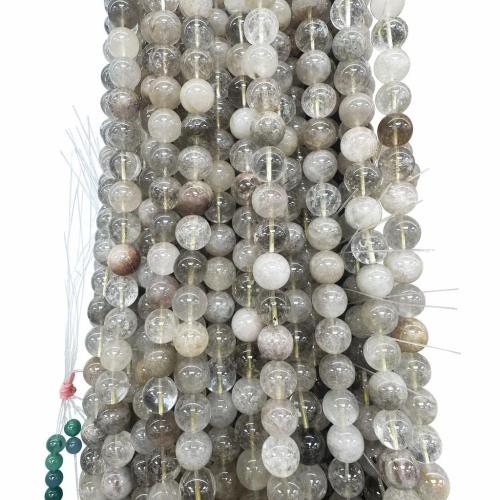 Rutilated Quartz Beads, Round, DIY, silver color, 14mm Approx 38 cm 