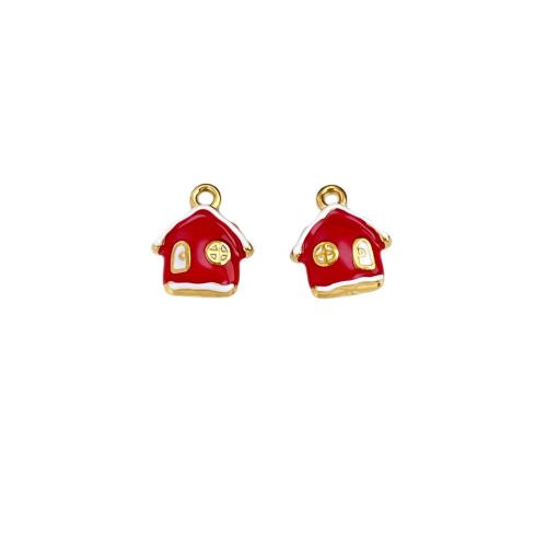 Stainless Steel Enamel Pendants, 304 Stainless Steel, gold color plated, Christmas Design & DIY 