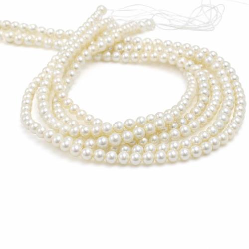 Perles de nacre rondes de culture d'eau douce, perle d'eau douce cultivée, naturel, blanc, grade A, 5-6mm Environ 0.8mm pouce, Vendu par brin