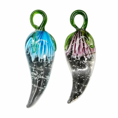 植物ランプワークペンダント, ランプワーク, トウガラシ, ボロシリケイトガラス, 無色 穴:約 5mm, 売り手 パソコン