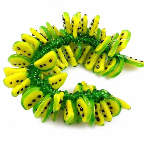 植物ランプワークペンダント, ランプワーク, スイカ, イエロー 穴:約 4mm, 長さ:6.2 インチ, 69パソコン/ストランド, 売り手 ストランド
