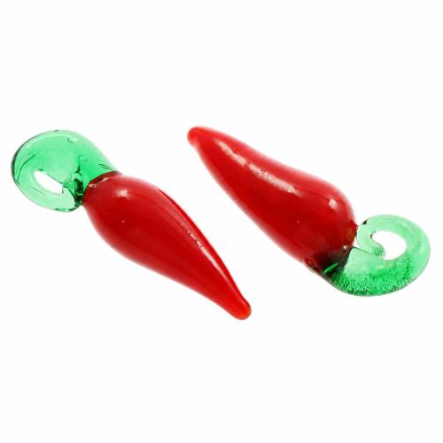 植物ランプワークペンダント, ランプワーク, トウガラシ, レッド 穴:約 6mm, 100パソコン/バッグ, 売り手 バッグ