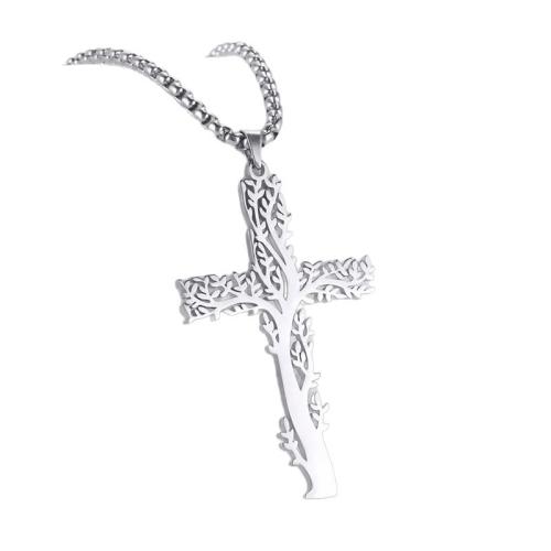 304 Stainless Steel Necklace, Cross, plated, fashion jewelry & Unisex & hollow Approx 60 cm 