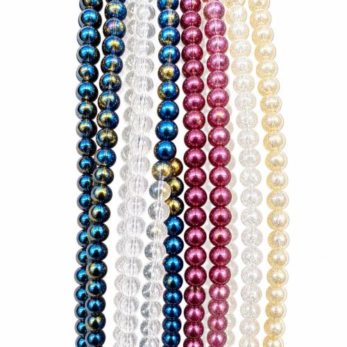 Glass Beads, Round, plated, DIY Approx 38 cm 