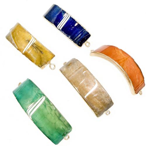 Agate Connector, gold color plated, DIY 46mm 
