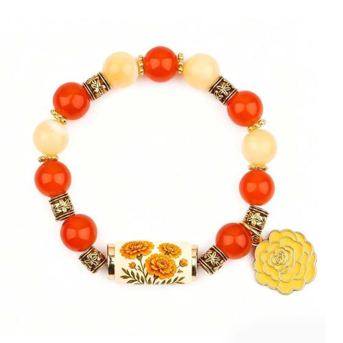 plastique ABS bracelet, avec alliage de zinc, Placage, bijoux de mode & pour femme & émail, plus de couleurs à choisir, ABS beads size 10mm Environ 16 cm, Vendu par PC
