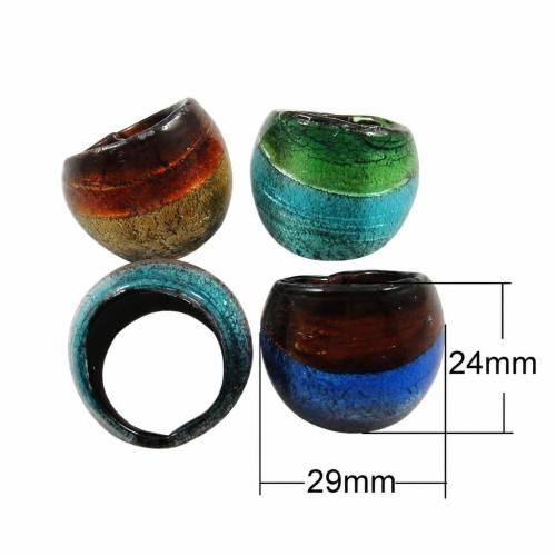 Silver Foil Lampwork Finger Ring  [